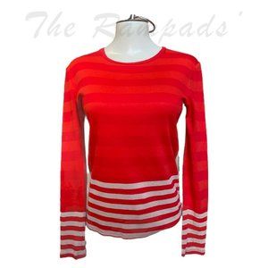 NWOT Ann Taylor Red and Tan/Khaki Toned Striped Long-sleeve T-shirt Size…